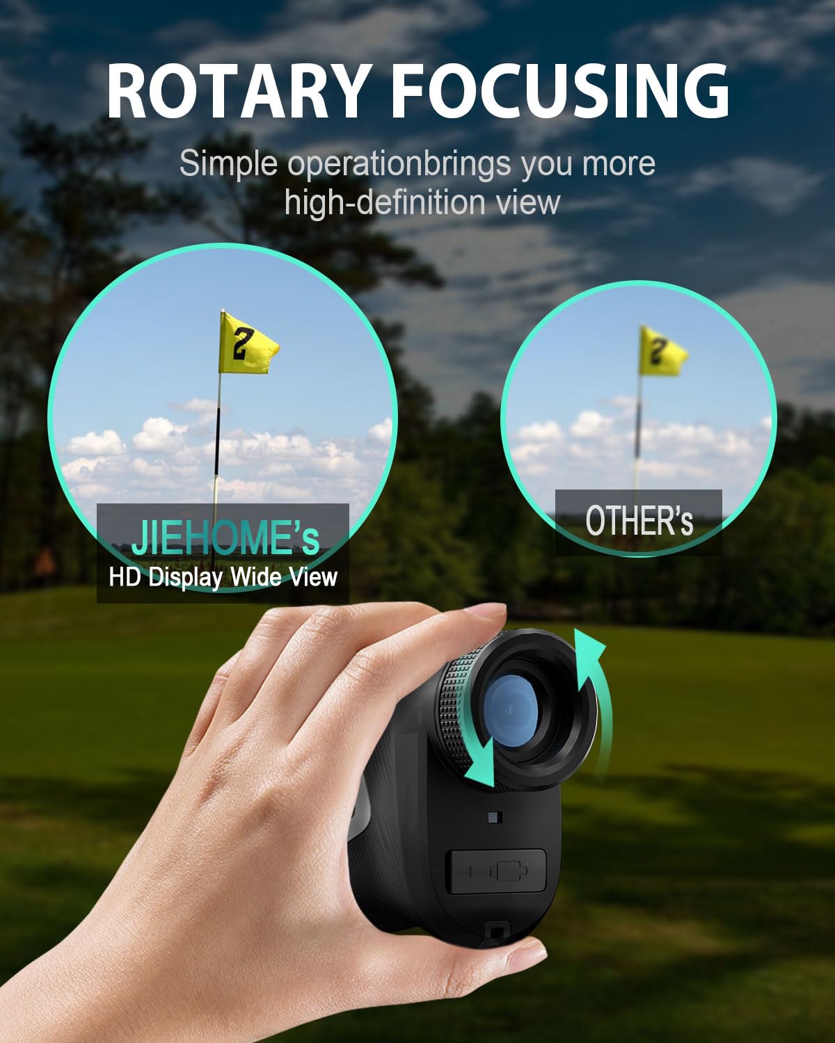 JIEHOME Golf Rangefinder with Slope 1100 Yards Laser Rangefinders Golfing Flag Pole Locking Vibration Rechargeable Hunting Range Finder Professional Golf Distance Finder