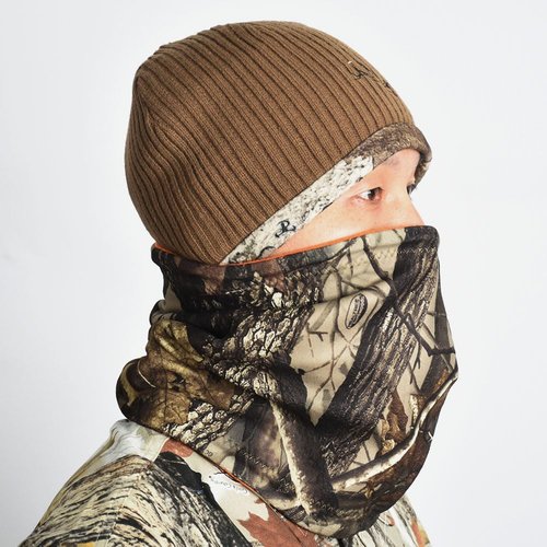 EDTREK Reversible Windproof Fleece Beanie Hat - Warm Winter Hat for Hunting Fishing Camping in Cold Weather (Brown with TT Strata Camo， Large)
