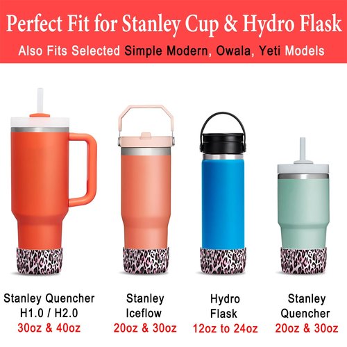 KTKUDY Silicone Boot for Stanley Quencher Tumbler H2.0 30 oz 40 oz & IceFlow 20 oz 30 oz & intended for Hydro Flask Water Bottle 12-24 oz - Cup Bottom Accessory Fits Simple Modern 40 oz Tumbler Purple