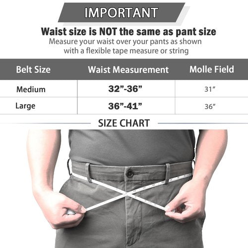 Gwild Concepts Tactical Battle Belt, Quick Release Rigger Belt 1.75'' MOLLE Belt 5-in-1 Heavy Duty Belt with Belt Hanger & Gloves Hook, Black, L(36-41inch)