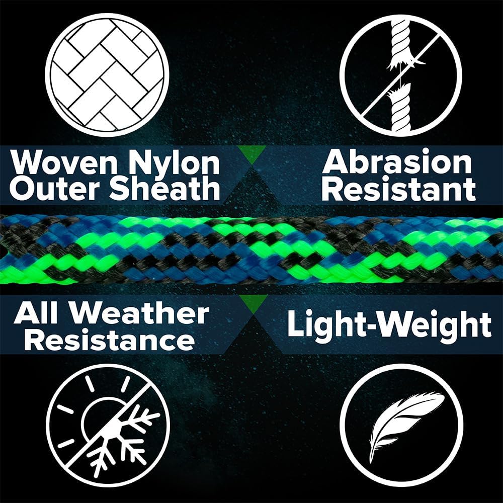 Paracord Planet 275lb Paracord – 3/32 Inch (2.38 mm) Nylon Crafting Cord with 5 Strand Inner Core – Black (50 ft)