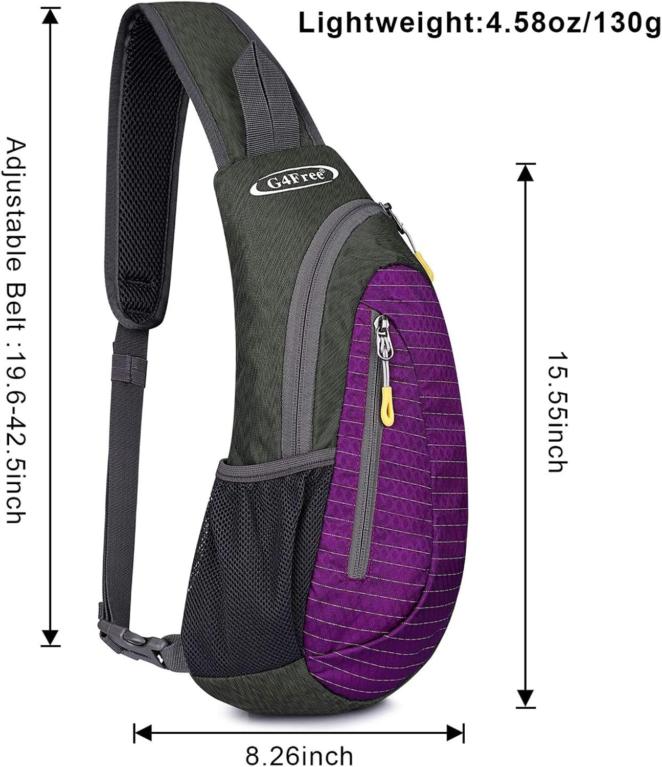 G4Free Sling Bag for Men Women, Small Crossbody Backpack Lightweight Chest Shoulder Bags for Travel, Outdoor and Sports (Black)