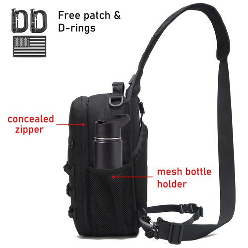 Lemubeane Tactical Sling Backpack Military Rover Shoulder Sling Bag Pack EDC Molle Assault Range Bag Crossbody Chest Pack (Black)