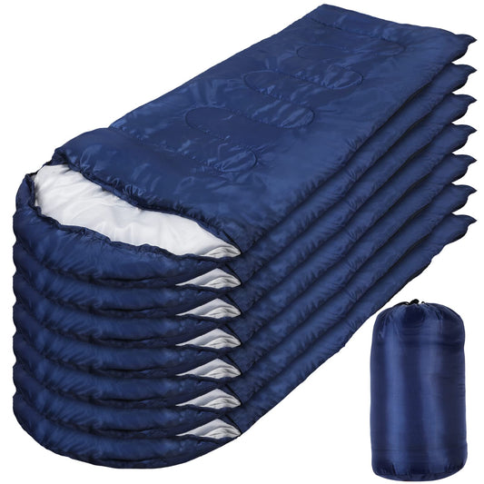 10 Pcs 0 Degree Camping Sleeping Bags Bulk for Adults Cold Weather Sleeping Bags 4 Season Warm Waterproof Lightweight with Compression Sack for Backpacking Hiking Travel Homeless(Navy)