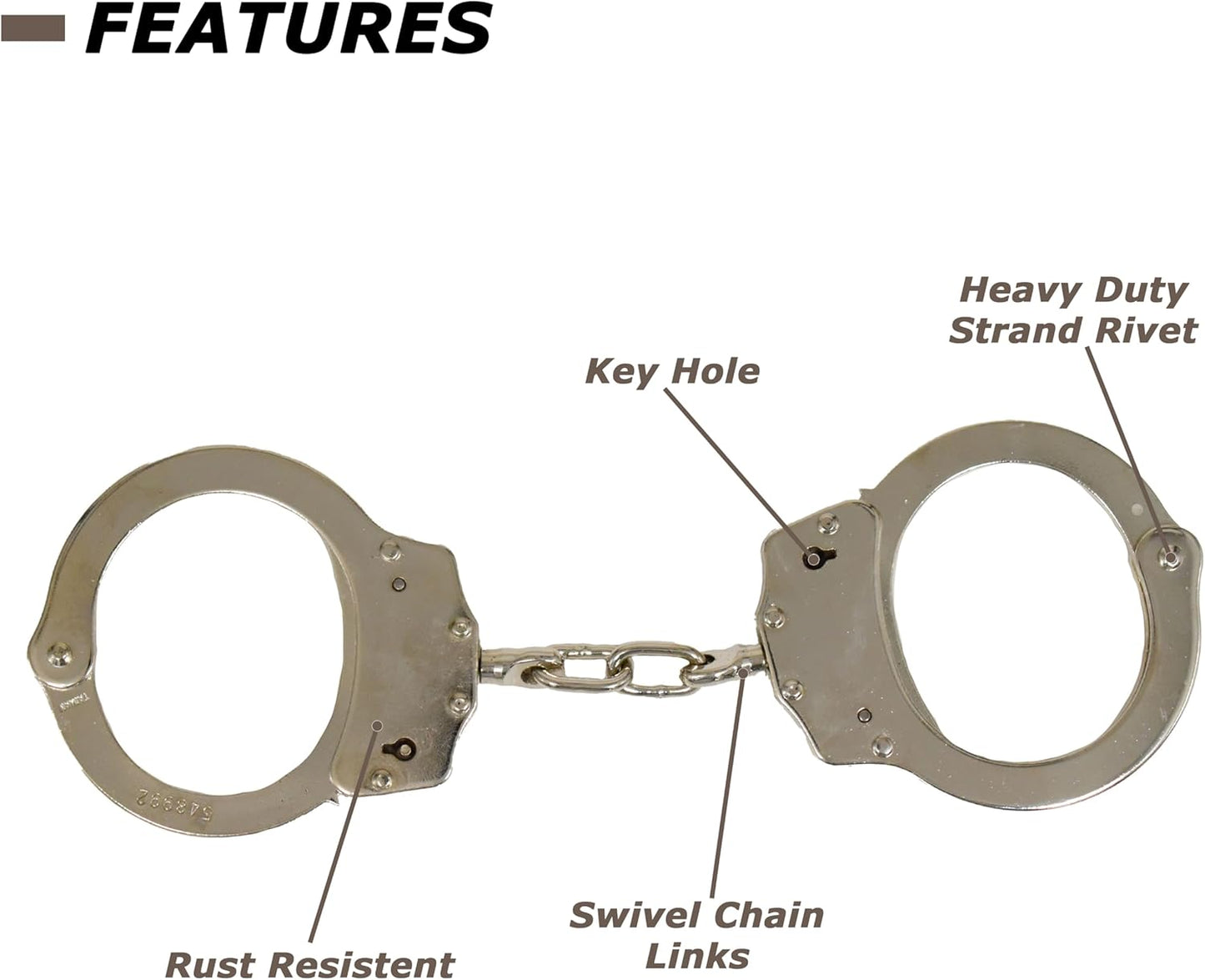 Snake Eye Tactical Steel Handcuffs with Two Keys Heavy Duty Steal Professional Grade | Secure Handcuffs.