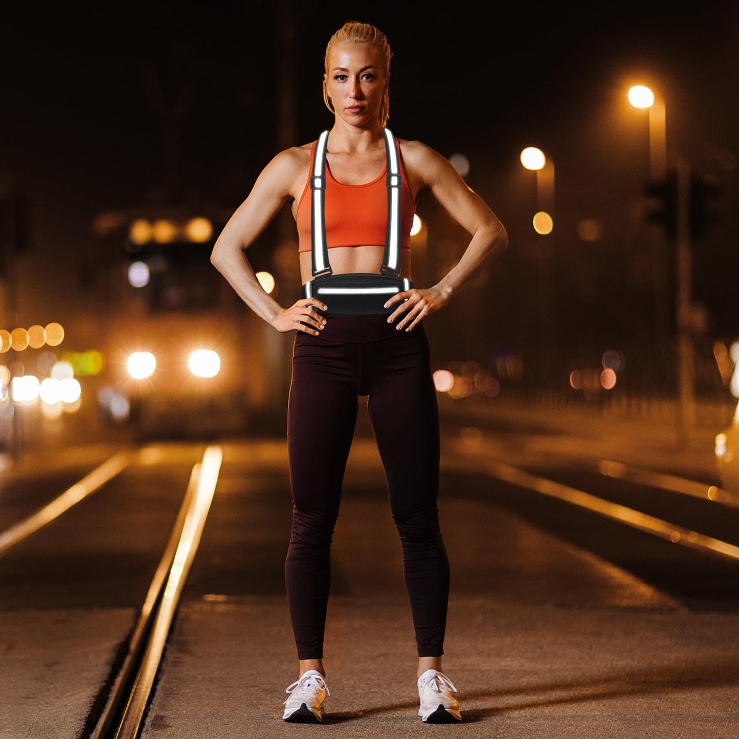 360° Reflective Running Belt & Vest | High Visibility Safety Gear with Adjustable Straps for Night Jogging, Walking, Cycling | Lightweight & Water Resistant Waist Pack