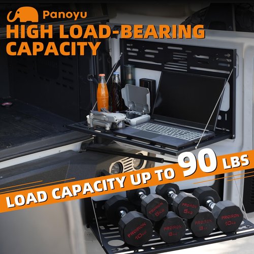 Panoyu Tailgate Table and MOLLE Panel Fits for 2021-2025 Bronco 2/4 Door No Drilling Foldable Tailgate Storage Cargo Shelf Camping Accessories
