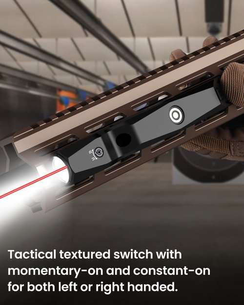 Votatu M9L-R Tactical Flashlight Laser Combo for Rifle Compatible with M-Lok Rail, 1600 Lumens LED Weapon Light and Red Laser Sight with Strobe Function, Magnetic Rechargeable