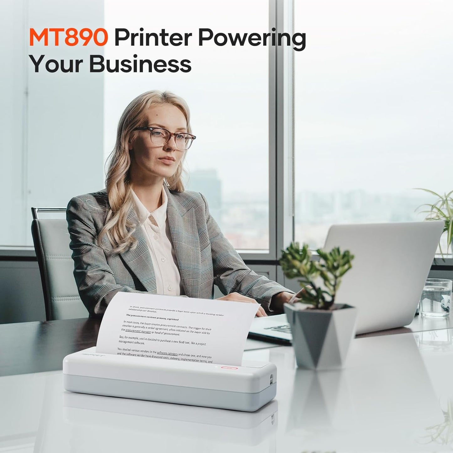iDPRT MT890 Portable Wireless Printer - with Thermal A4 Paper, Bluetooth Inkless Printer for Travel/Home, Support US Letter&A4&A5 Size, Mobile Printers Compatible with iOS, Android & Laptop - Blue