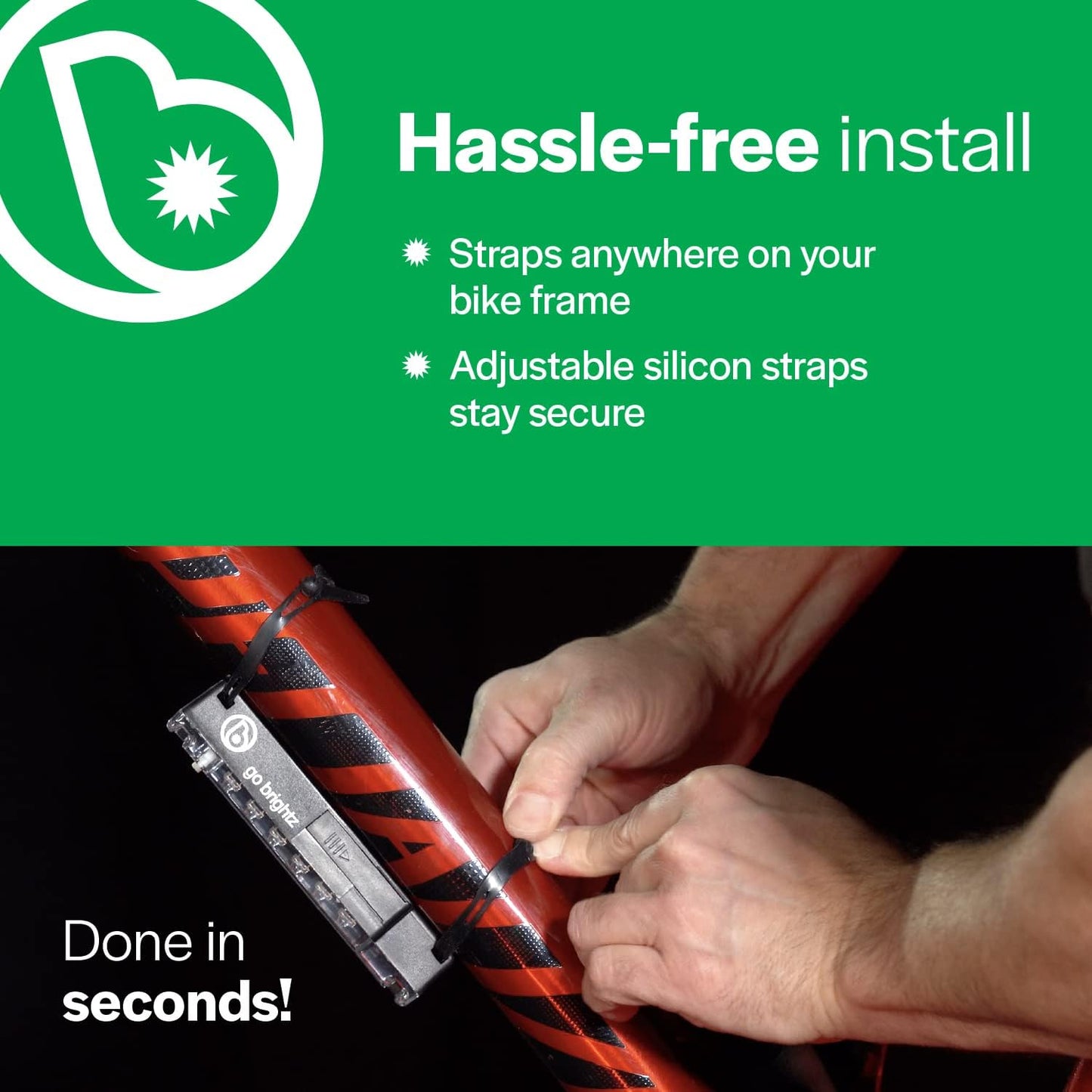 GoBrightz LED Bike Frame Light - Night Riding Underglow Light Bar with 4 Modes - Cool Bicycle Lights for Kids & Adults