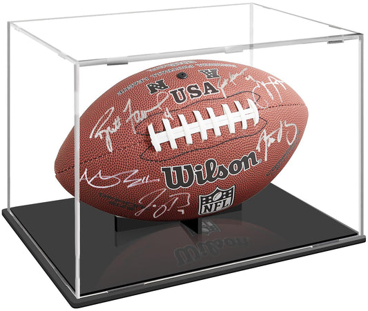 Football Display Case:Clear Acrylic Football Display Cases,Dust and UV Protection Acrylic Display Box with Removable Football Stand for Signed Football Sports Collectibles Memorabilia Display
