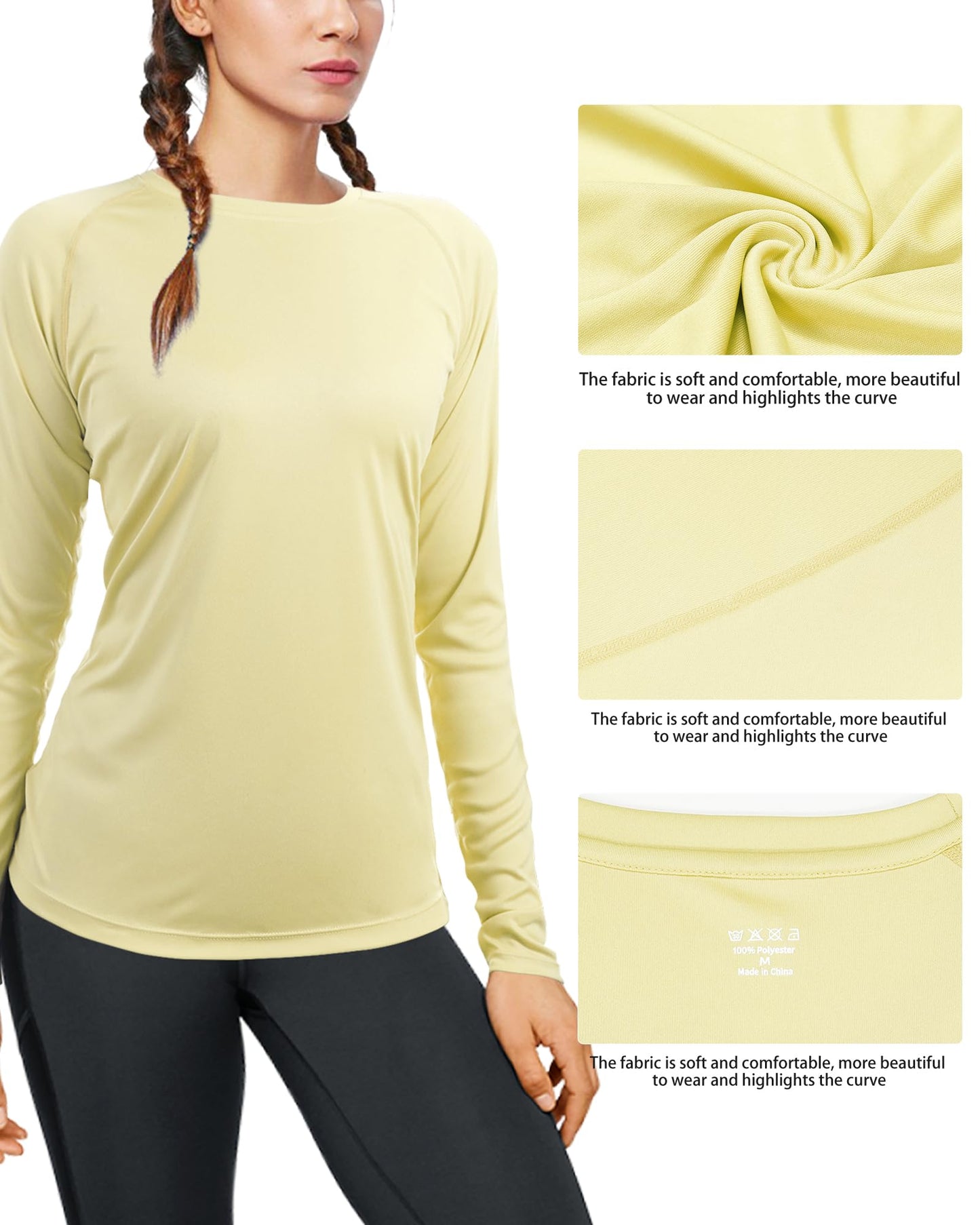 isnowood Swim Shirts for Women, UPF 50+ UV Sun Protection Long Sleeve Shirt, Lightweight Quick Dry Workout Hiking Running Rash Guard Top Bud Green