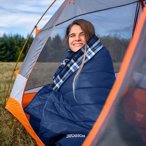 POEPORE Flannel Sleeping Bag Cotton 0 Degree Cold Weather for Adults XXL Sleeping Bag 4 Season Big and Tall with Compression Sack