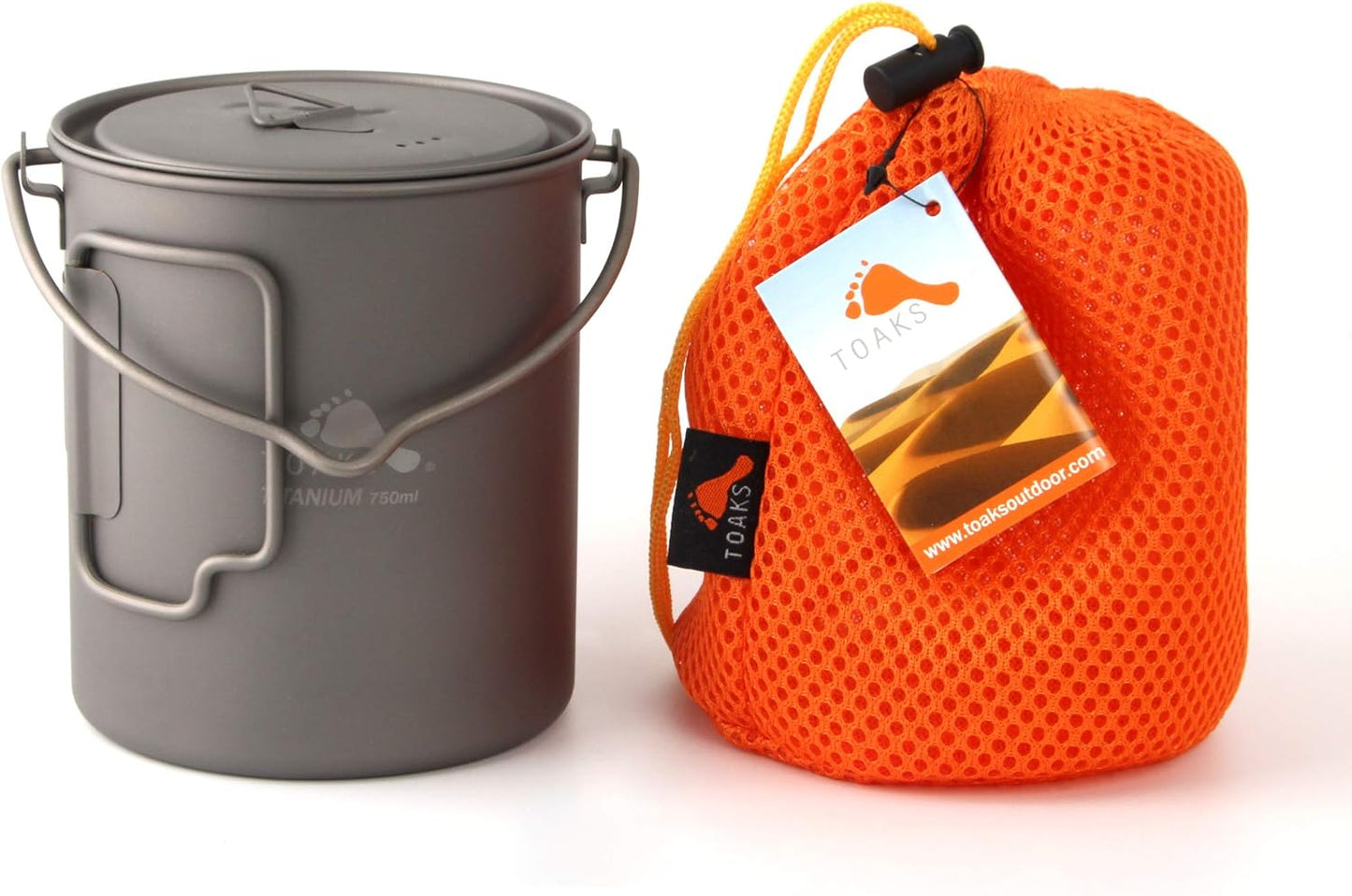 TOAKS Titanium 750ml Pot with Bail Handle for Ultralight Camping, Backpacking Cookware and Mug