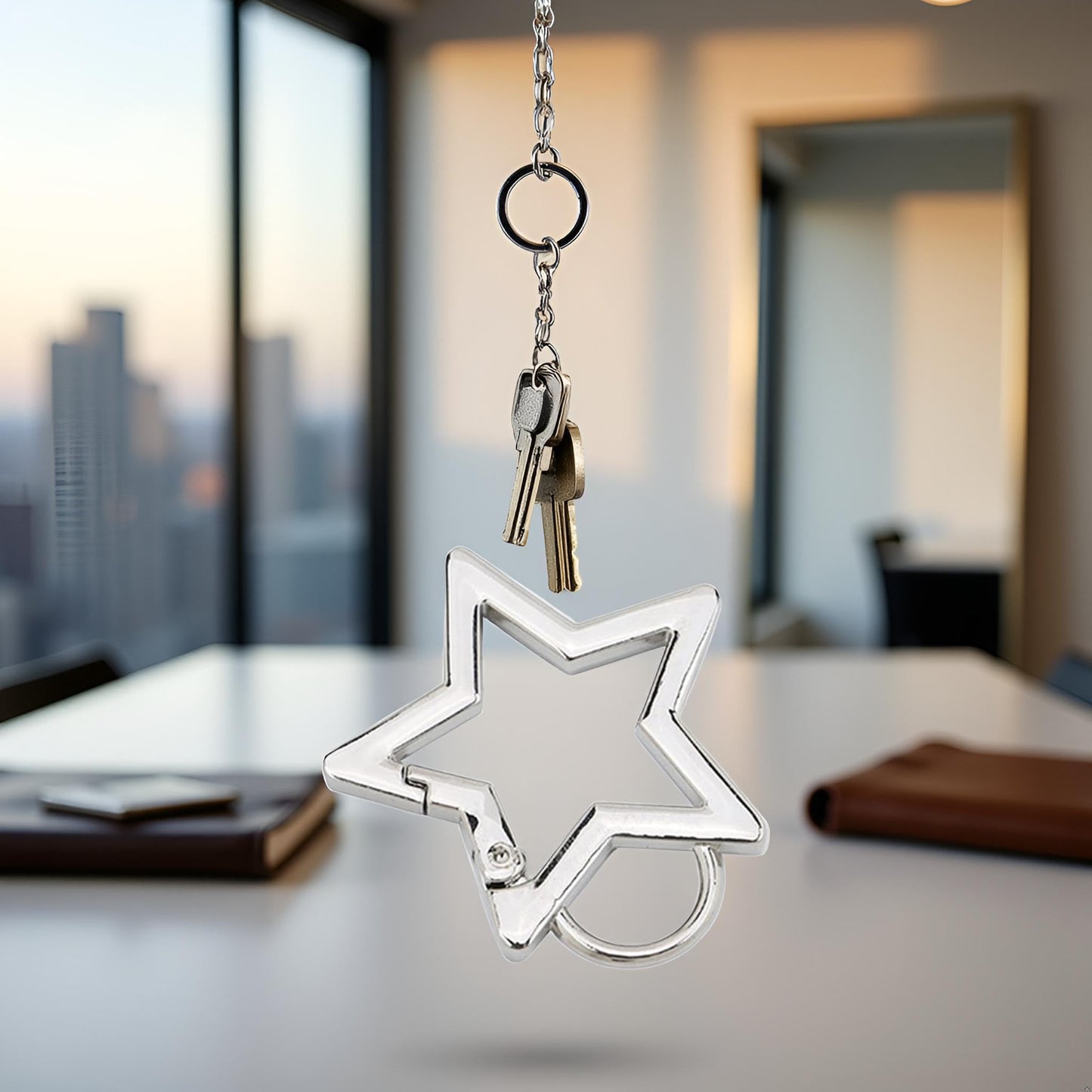 JJLFresheners Silver Star Shaped Stainless Steel Carabiner Snap Hook Holder Keychain Clip Carabiner Hook Clip Key Holder Accessory, Car Keychain