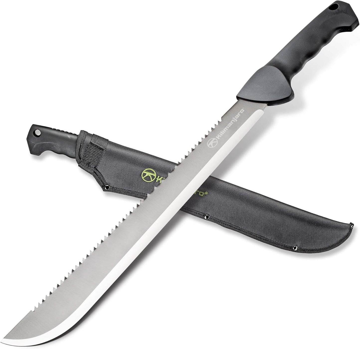 Kilimanjaro 21 Inch Stainless Steel Machete with Serrated Back and Black Finish, Outdoor Survival, Cutting, Hiking, Camping, Outdoor Adventures - 910040