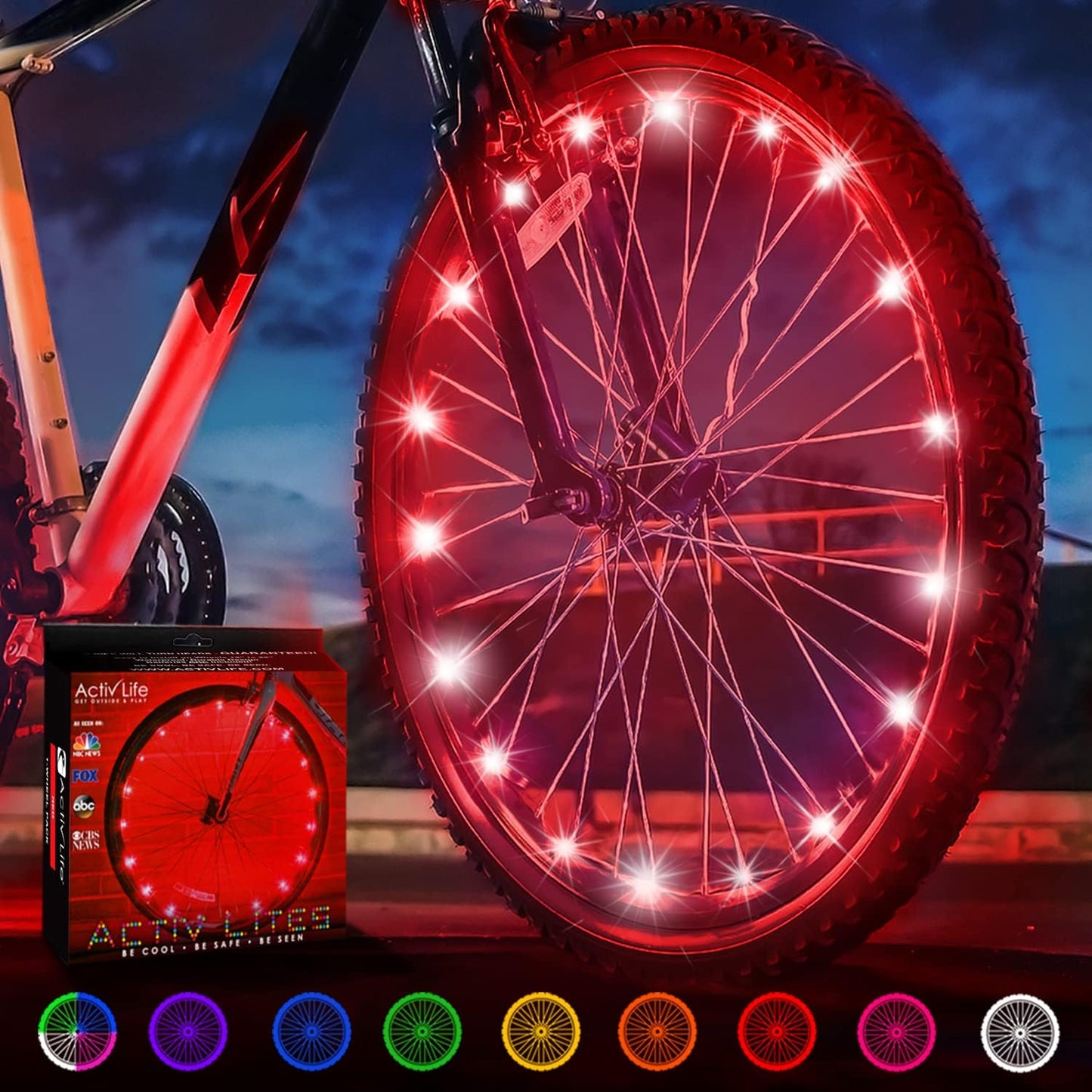 Activ Life LED Bike Wheel Lights with Batteries Included, Get 100% Brighter and Visible from All Angles for Ultimate Safety & Style (1 Tire Pack, Multicolor)