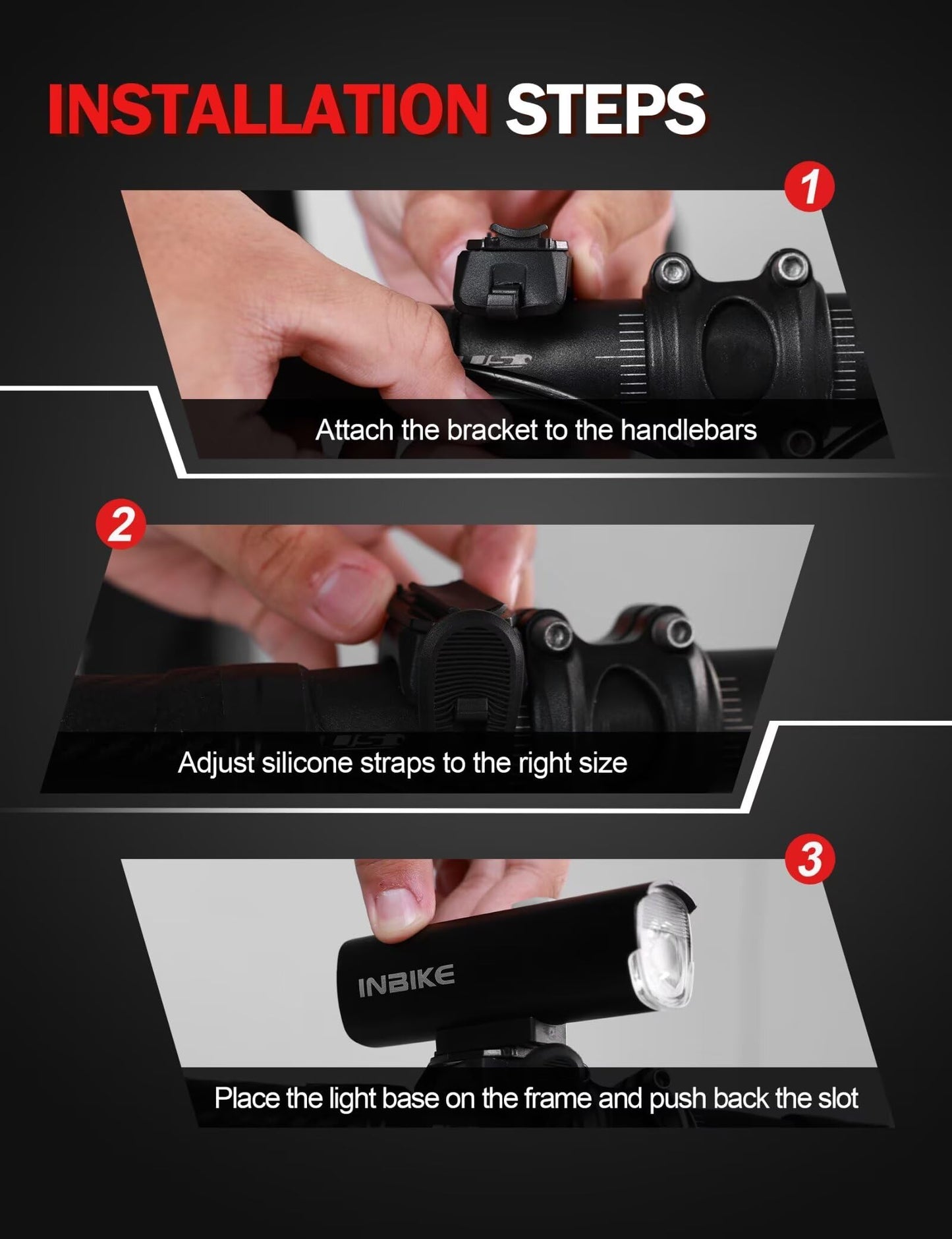 INBIKE Bike Headlight, LED Bike Light, 5 Modes/USB Rechargeable/ 500 Lumens, Bicycle Front Light for Safety Night Riding Water Resistant, Super Bright