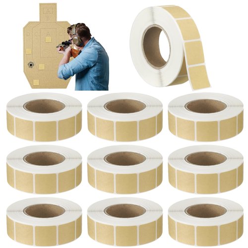 Qilery 9000 Pcs/ 9 Rolls Target Pasters 0.87 Inches Square Target Stickers Self Adhesive Shooting Stickers Kraft Paper Labels for Pistol Shooting Range Practice, 1000 Per Roll(Kraft Color)