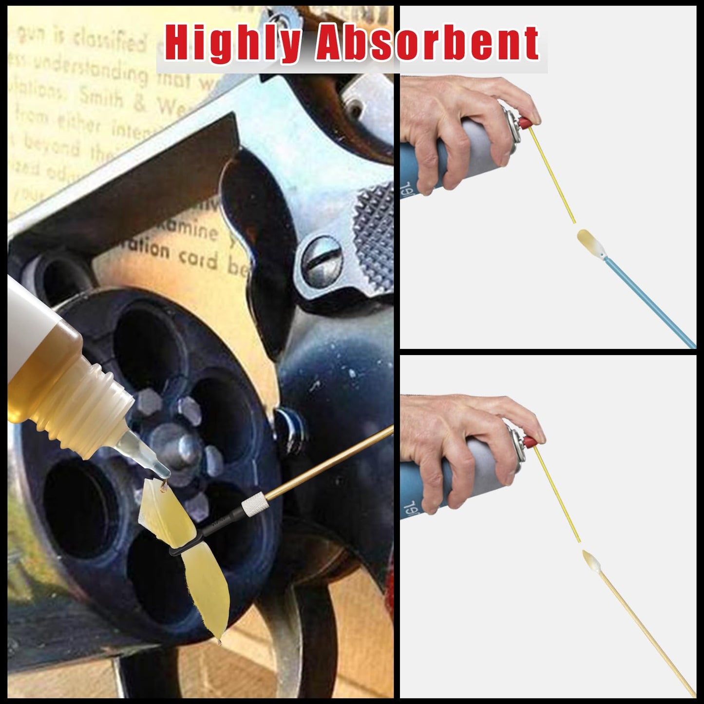 Garrelett Gun Cleaning Supplies - Include 900 Pcs 2x2 Patches, 100 Ct 6-Inch Gun Cleaning Swabs, Convenient Storage Case for Firearm Maintenance