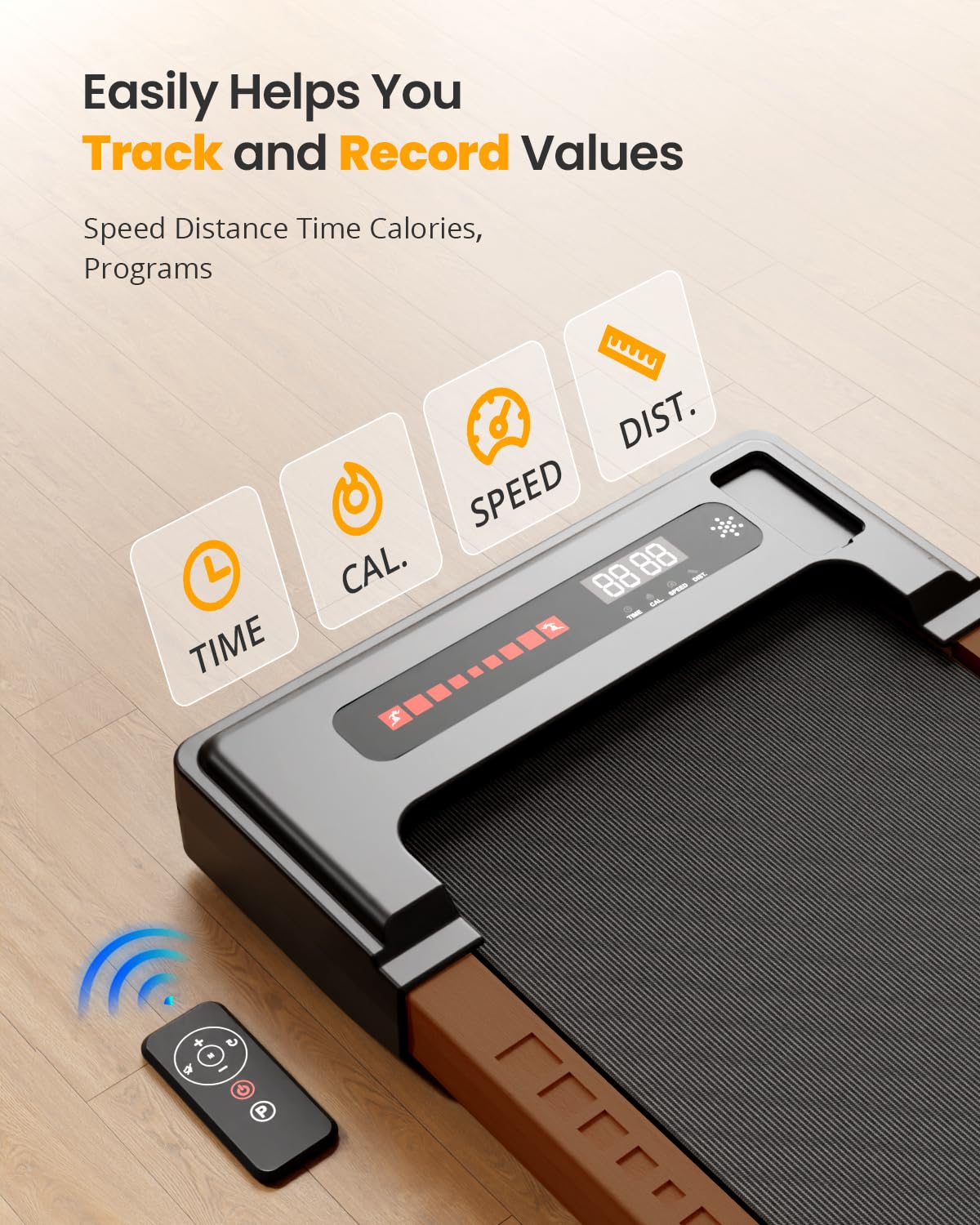 FYC Wooden Walking Pad Treadmill - Quiet, Compact for Home Use - 265lbs Capacity, Remote Control, Installation - Free, Ideal Walking Pad for Small Spaces