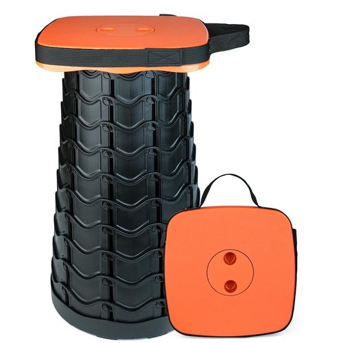 Outward Gear Upgraded Collapsible Stool Heavy Duty 550lbs Load Capacity Portable Folding Chair for Adults Camping Stool Sturdy Foldable Stool (Orange)