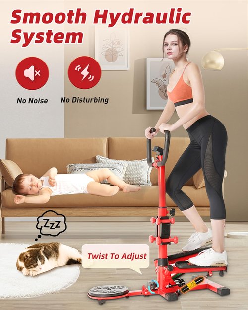 Wonderful Day Stair Steppers for Exercise at Home, Twist Stair Stepper Machine with Resistance Bands, Dumbbells, LCD Monitor,300 lbs Loading Capacity