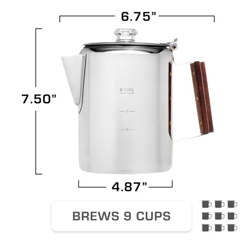 COLETTI Bozeman Induction Coffee Maker — Percolator Coffee Pot, Coffee Percolator – Brews 3 Kinds of Ways: Fire, Stovetop, & Induction [9 cup, Induction]