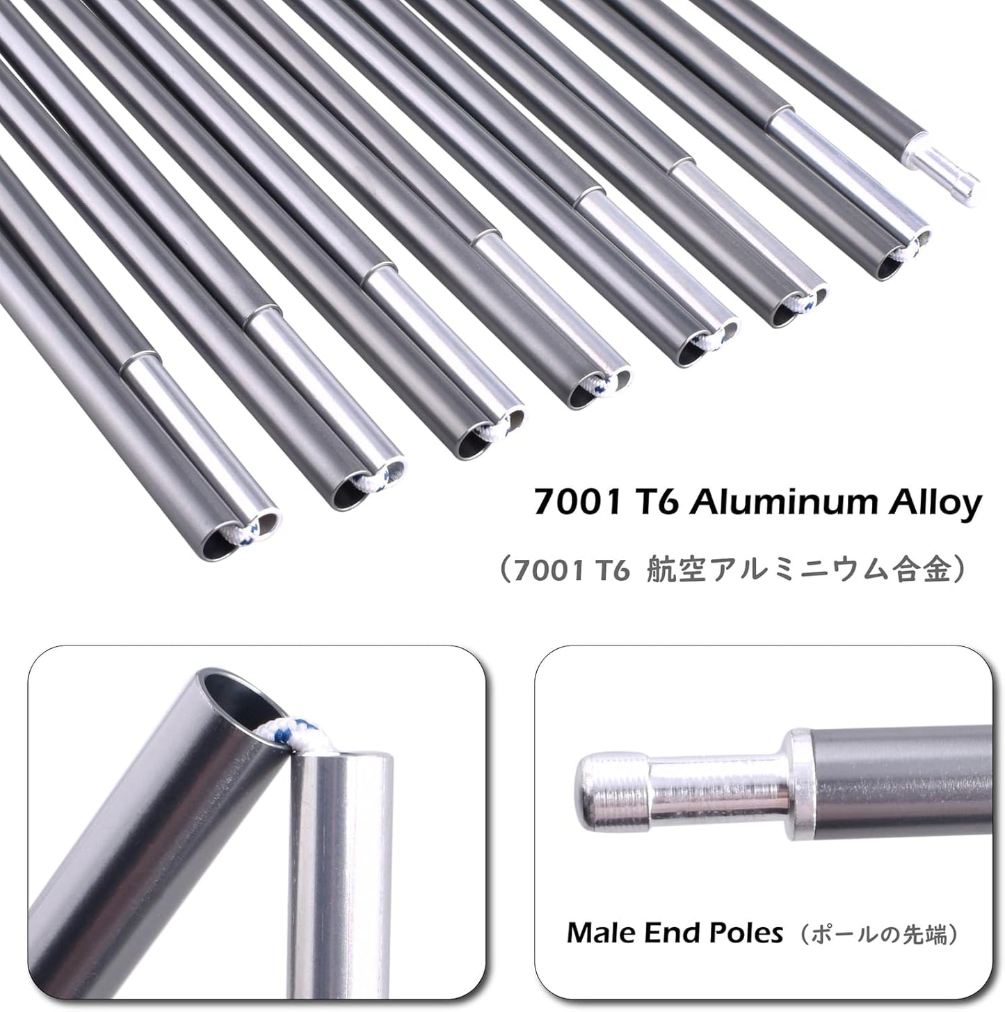 TRIWONDER Tent Pole 2 PCS - Aluminium Rod Tent Pole Replacement Accessories Tent Bar Tent Building Supporting Rod Awning Frames Kit for Hiking Camping