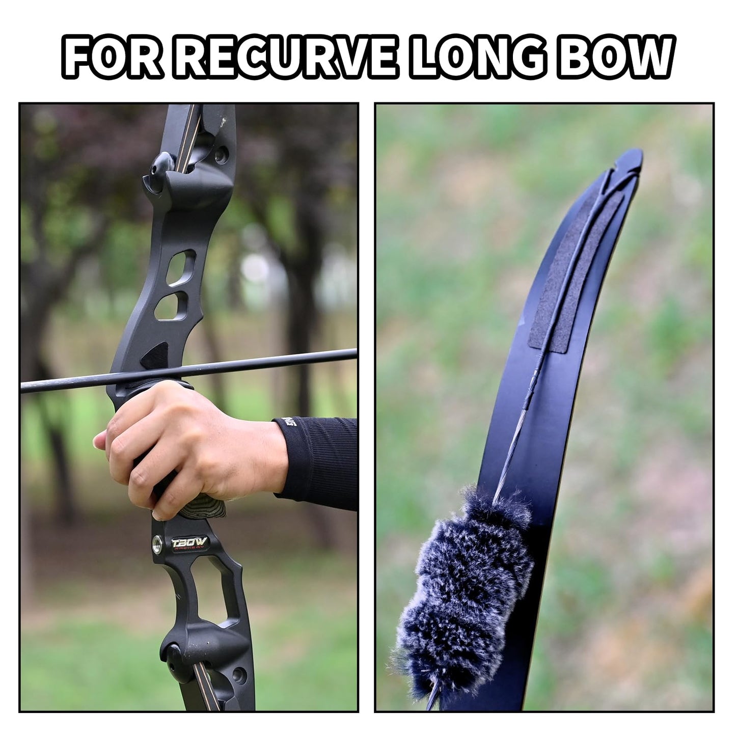 FENJANER Archery Hair Arrow Rest & Limb Silencers - 2 Packs Leather Adhesive Backed Sticker Traditional Bow Limb Protection Strip & Arrow Rest, Recurve Long Bow Hunting Shooting Accessories