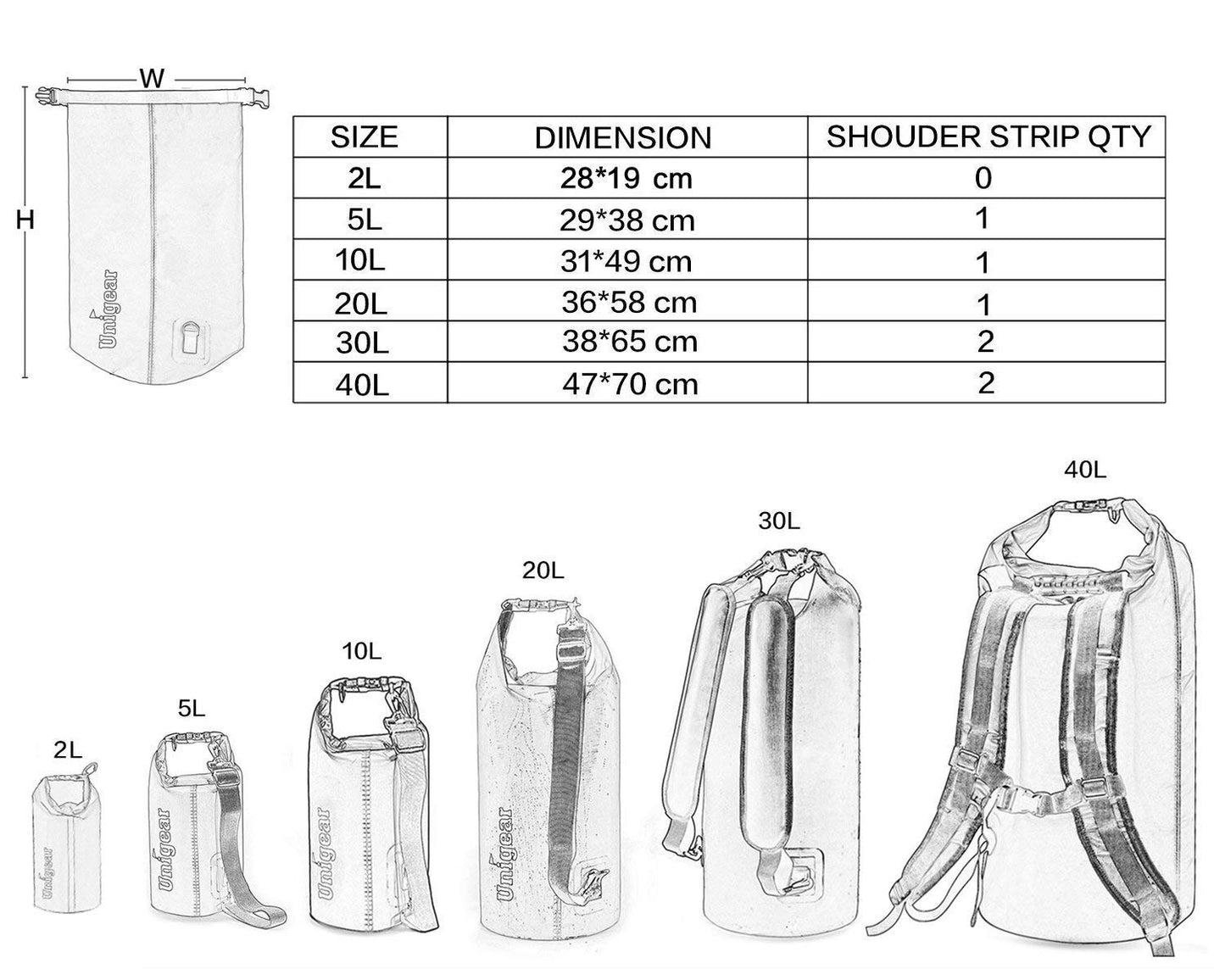 Unigear Dry Bag Waterproof, Floating and Lightweight Bags for Kayaking, Boating, Fishing, Swimming and Camping with Waterproof Phone Case (Blue, 30L)