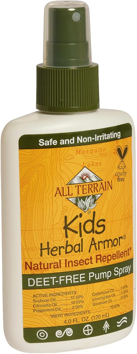 Kids Herbal Armor DEET-Free Pump Spray 4oz. Insect Repellent, Plant-Based and All-Natural Bug Repellent, Safe for Family and Pets, Mosquito and Bug Protection