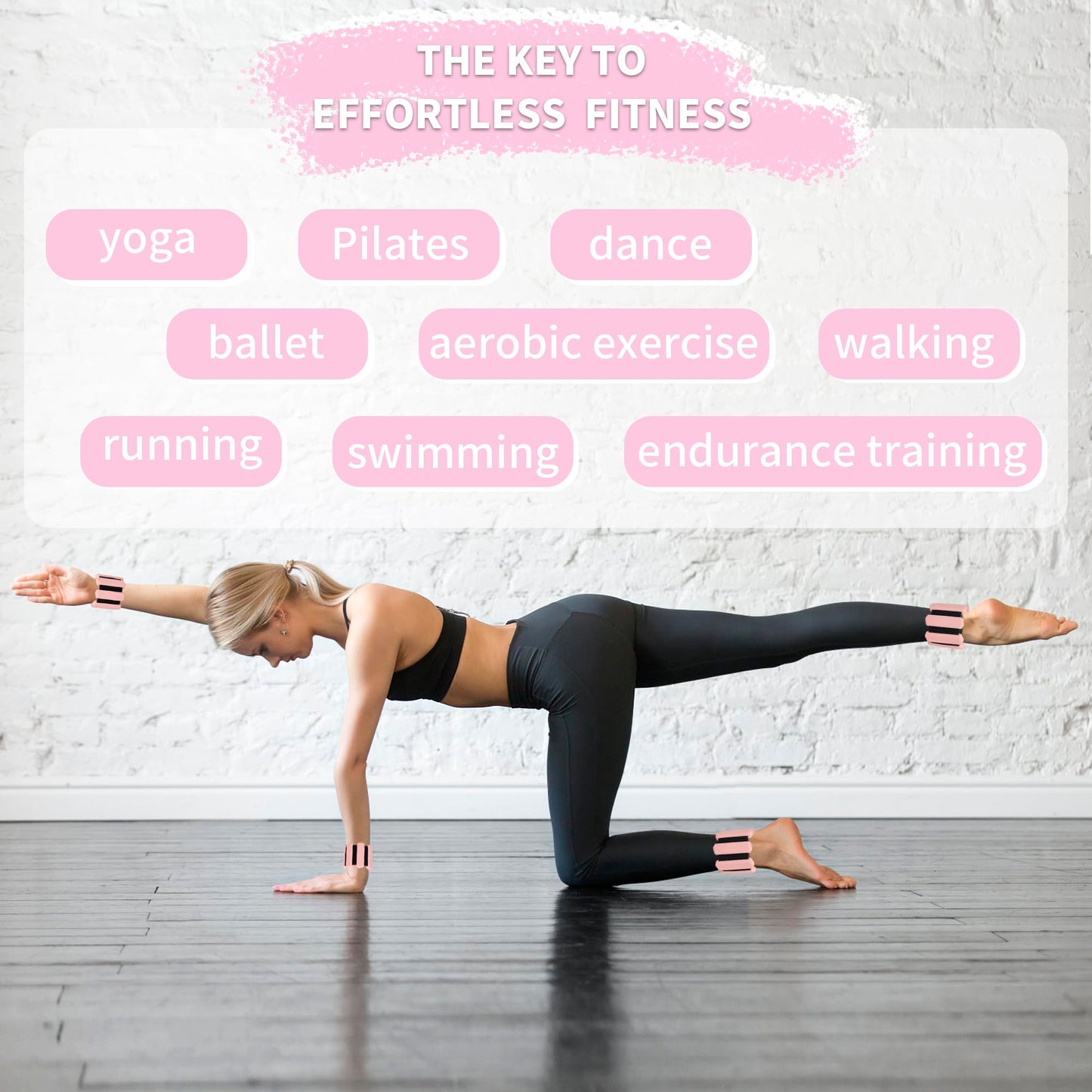 Ankle Weights for Women Men,Adjustable Wrist Arm Leg Weights Set for Home Gym Workout,Pilate,Yoga,Running,Walking, Pool Exercise,Barre,Weighted Bracelet,Set of 2 (1lb Each) (Flesh Pink)