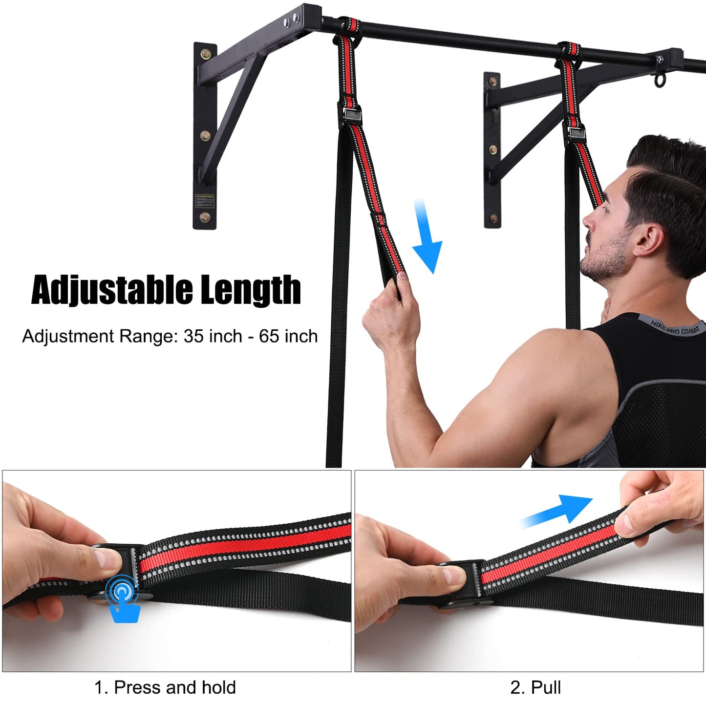 Pull Up Assistance Bands with Fabric Feet/Knee Rest, Heavy Duty Pull Up Resistance Bands, Pull up Assist Bands Pull-up Exercise Band for Chin-up Workout, Body Stretching (Two Feet 300lbs)