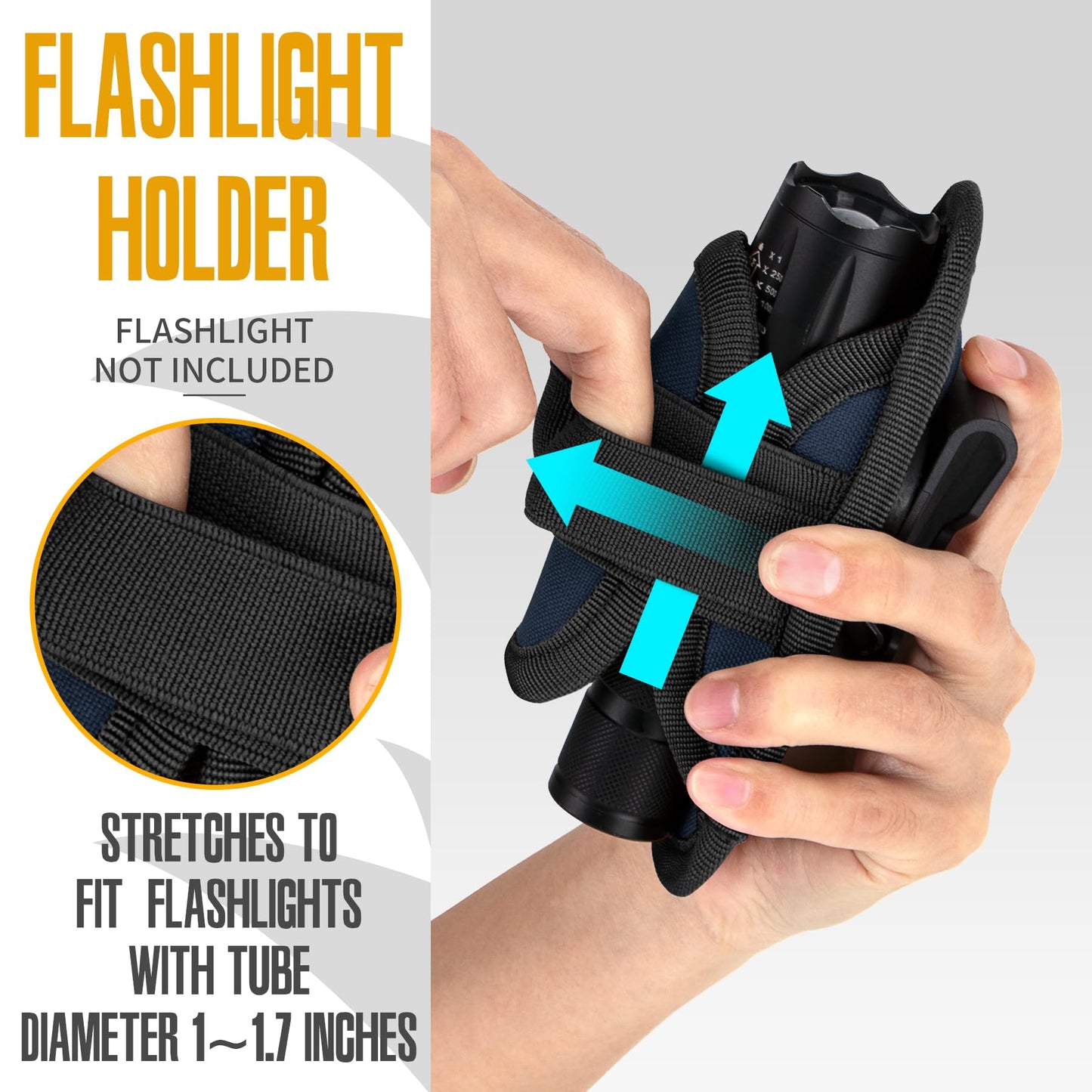 IronSeals 2 Pack 360° Rotatable Clip LED Flashlight Torch Holder Stretchable Adjustable Flashlight Torch Holster Holder Belt Case Pouch