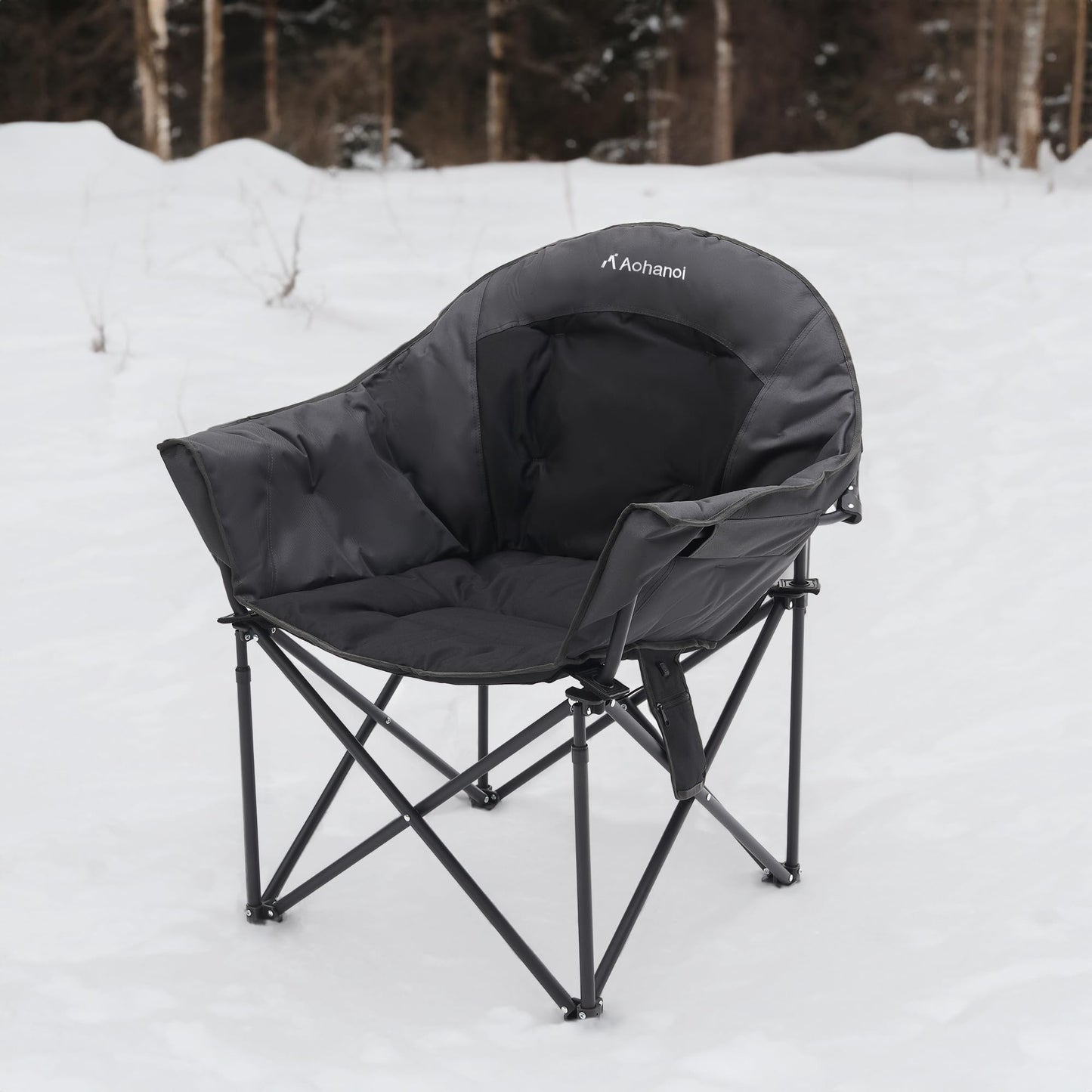 ABSCONDO Camping Chairs, Padded Camp Chairs for Heavy People, Oversize Outdoor Folding Chairs with Adjustable Angled Backrest, Lawn Chairs Folding Supports up to 350lbs