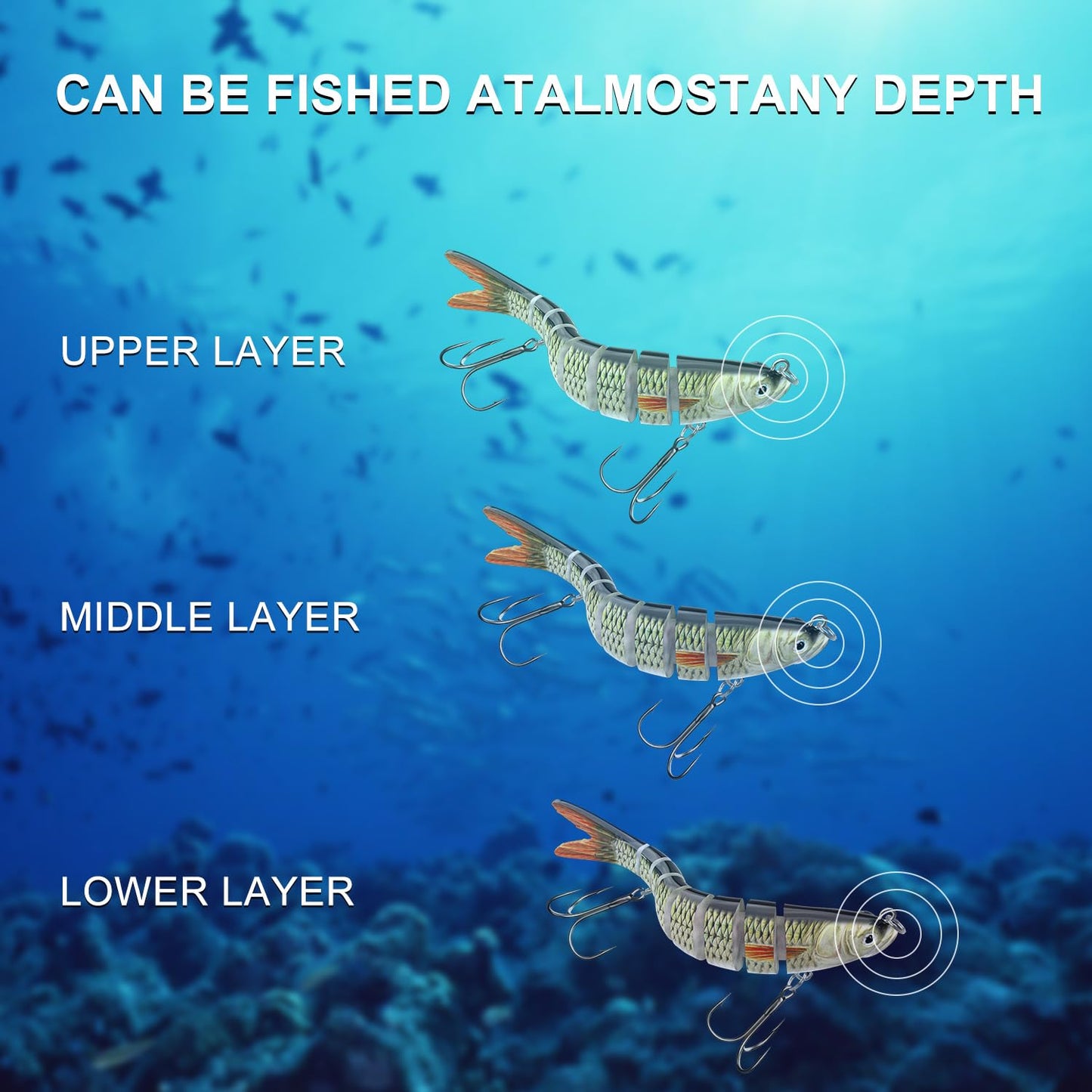 6pcs Fishing Lures for Freshwater and Saltwater, IEVEI Slow Sinking Most Lifelike Jointed Swimbait for Bass Trout Crappie Walleye Pike, Amazing Fishing Gifts for Men and Family Fishing