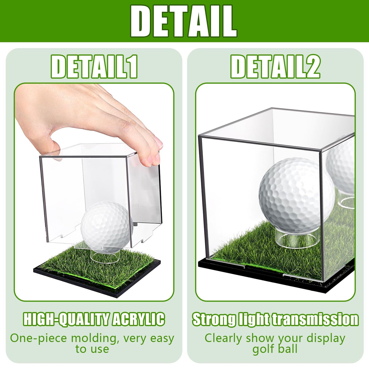 Golf Ball Display Case Small Golf Ball Case Acrylic Case Clear Display Box Square Display Holder Stand for Baseball Golf Ball Enthusiasts Collectibles, 3.9 x 4 x 3.9 Inch