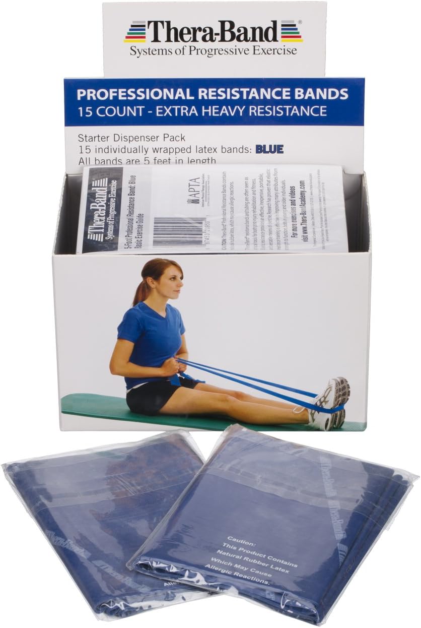 THERABAND Professional Resistance Bands - 5ft Latex Elastic for Home Workouts, Rehab & Pilates (15/30 Count)