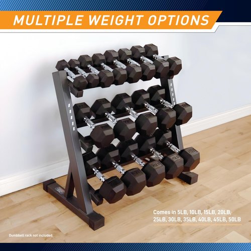Marcy Classic Rubber Hex Dumbbell with Knurled Grip for Strength Training and Bodybuilding 10-lbs Single Dumbbell IBRH-010