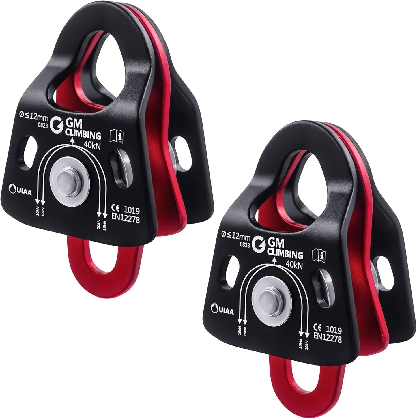 GM CLIMBING 40kN Micro Double Pulley Prusik Minding Ball Bearing UIAA CE for Progress Capture System Rigging Hauling Rescue Arborist Tree Climbing