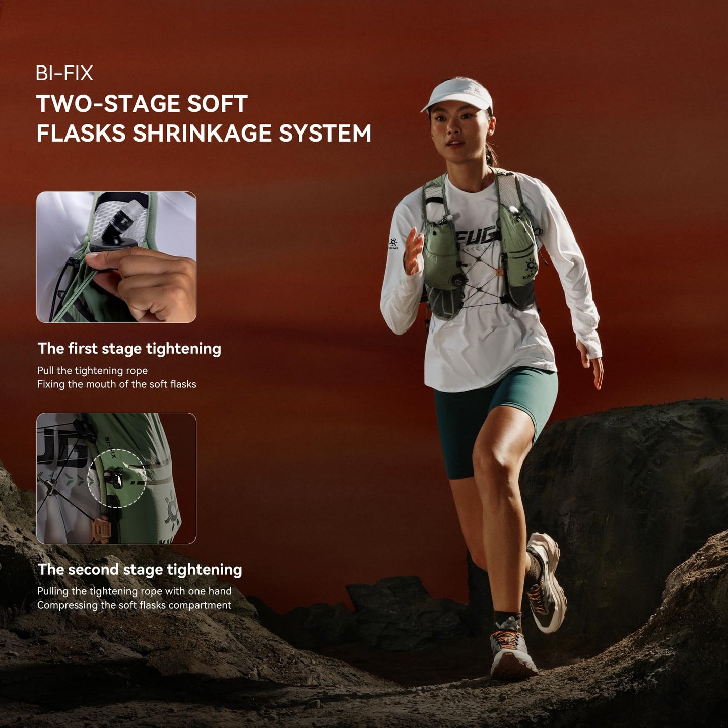 KAILAS FUGA AIR 7 Ⅳ Running Hydration Vest Hydration Pack Lightweight with Two TPU Water Bladders for Women Trail Cycling Hiking Tamashii Green S（C-D）