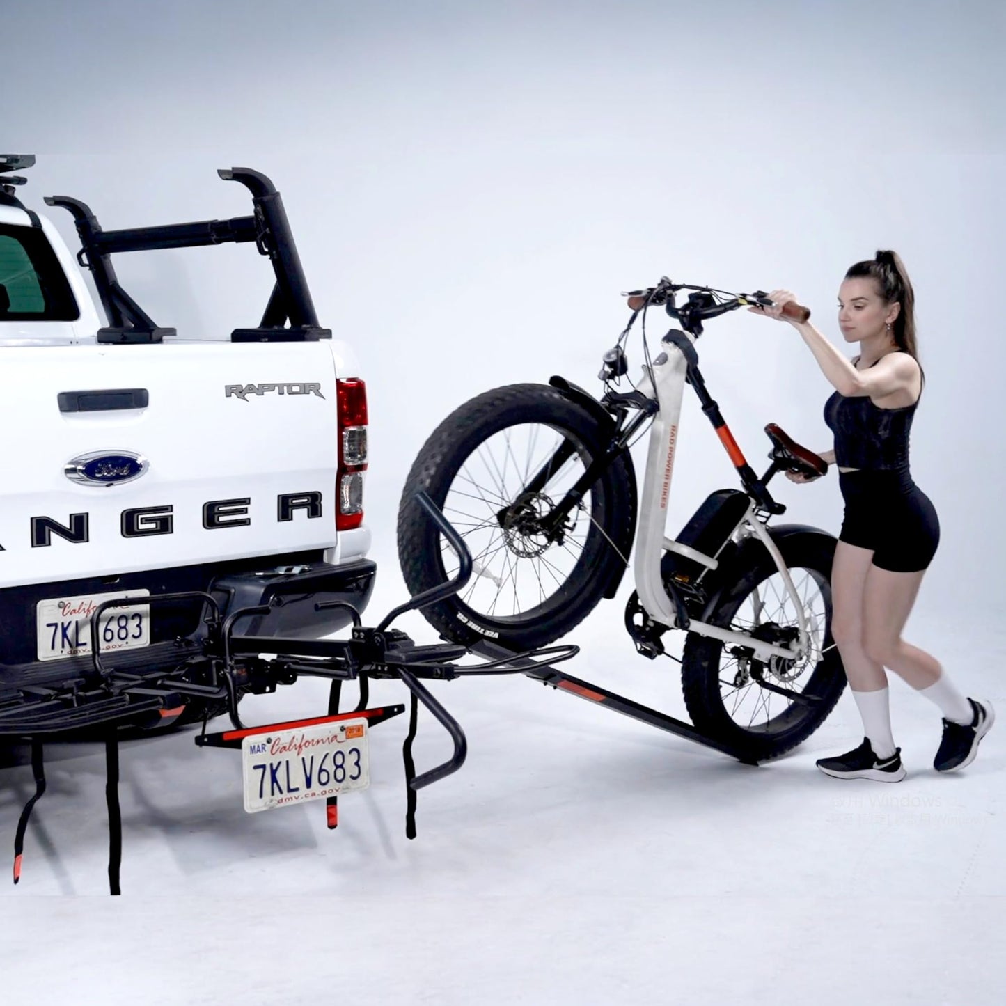 Hyperax Patented Back Saver E-Bike Ramp with License Plate Holder - Max Loading Capacity: 80 lbs per E Bike/Bike,Work ONLY with Hyperax Volt Series Bike Rack. ! Bike Rack is Purchased Separately!