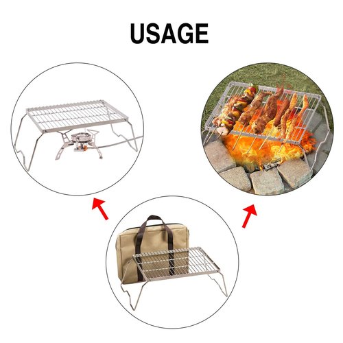 REDCAMP Small Folding Campfire Grill 304 Stainless Steel Grate + Large Folding Campfire Grill 304 Stainless Steel Grate