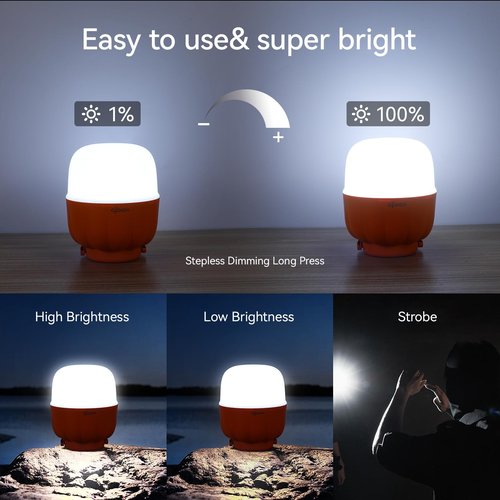 VAVOFO 30W LED Camping Lantern Rechargeable, 100 LEDs with Stepless Dimming, 2500LM, 7200mAh Portable Tent Light with Magnet, IP65 Waterproof for Emergencies ,Power Outages, Camping