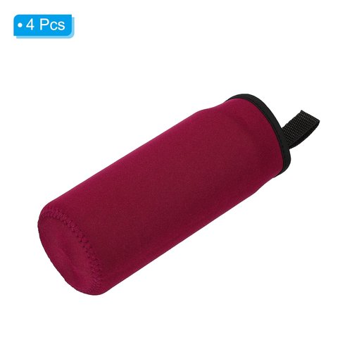 PATIKIL 65mmx180mm Water Bottle Sleeve, 4 Pack Neoprene Insulated Bottle Bag Holder Carrier Pouch with Finger Strap, Wine Red