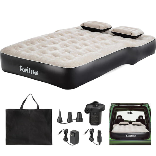 FORITRUE Durable Thickened 300D Oxford Car Camping Mattress, 6inch SUV Air Mattress, Car Air Mattress for Camping with External Pump Pillows Carry Bag Grey