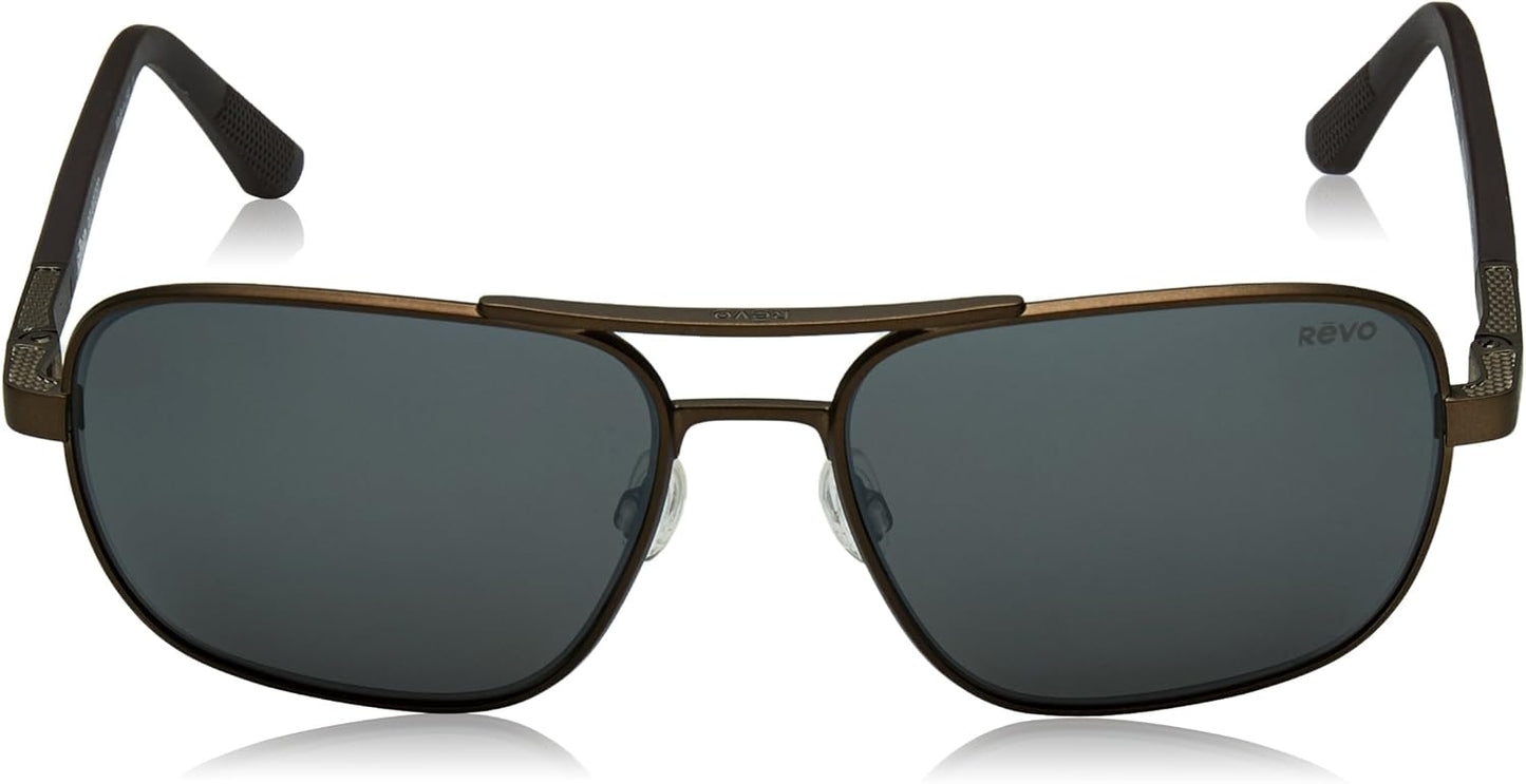 Polarized Rectangular Sunglasses - Revo Freeman RE 1012 02 GY, Brown/Graphite, 58mm