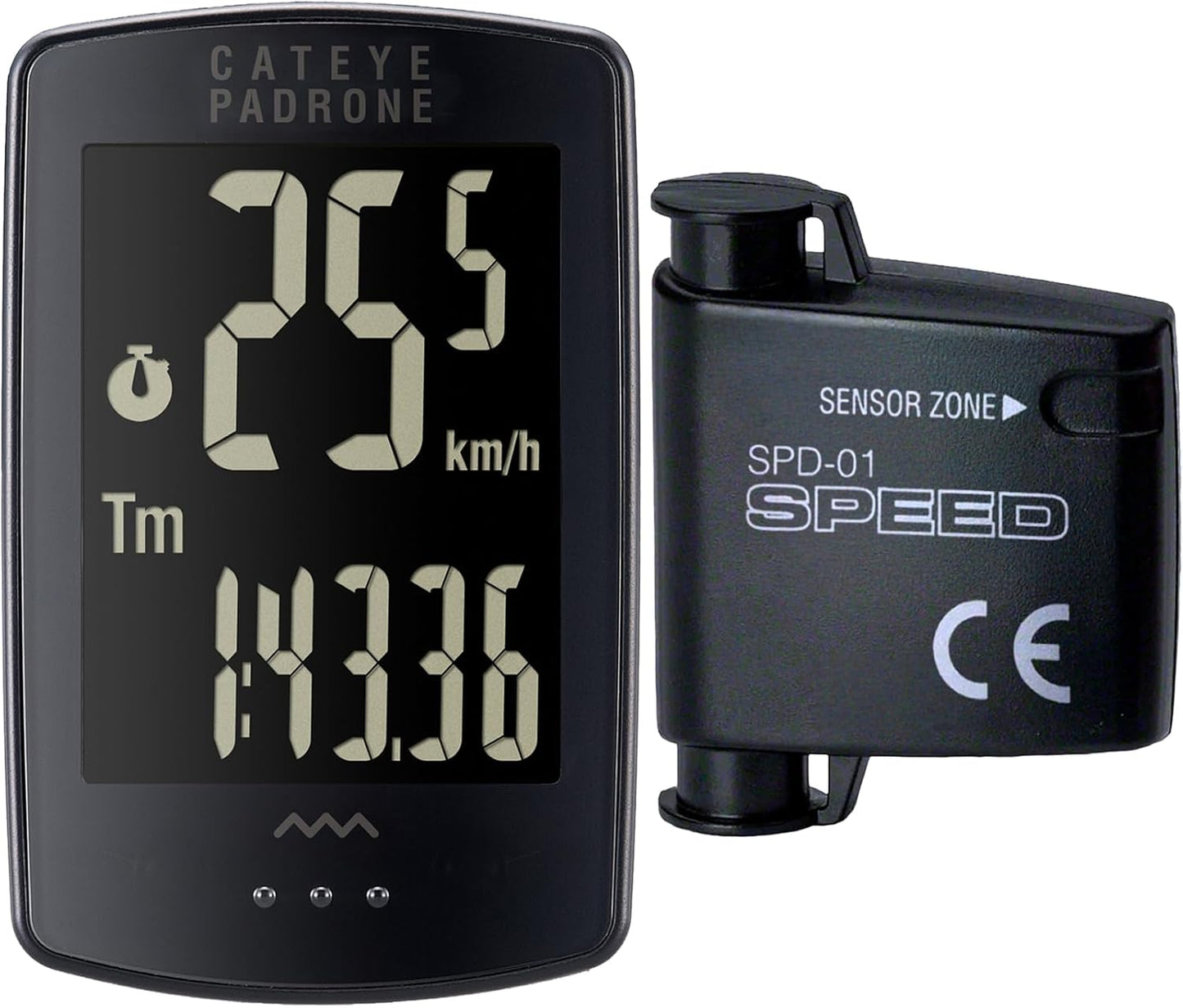 CATEYE Padrone Wireless Bike Computer – Oversized Display Cyclocomputer, Wireless Speedometer & Odometer, FlexTight™ Mount, Auto Start/Stop, Programmable Odometer