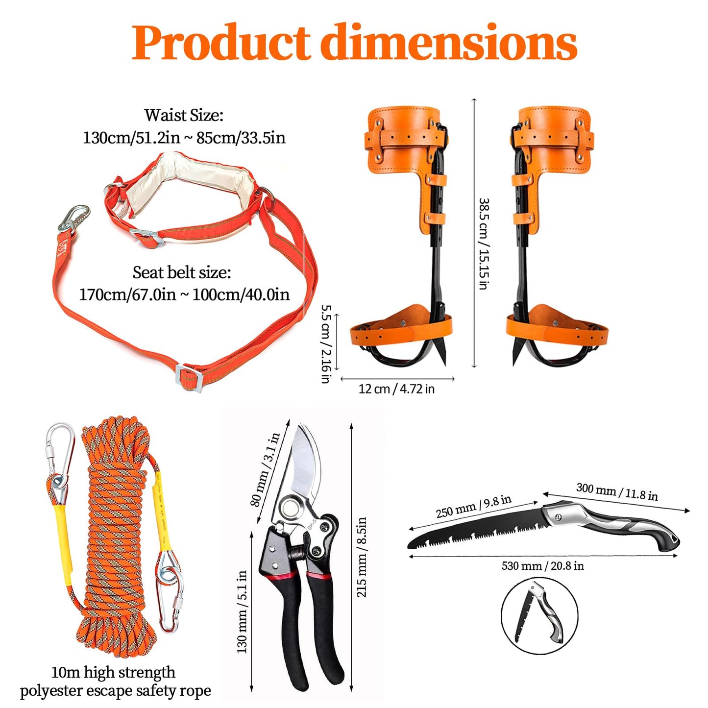 Gdsinstna Tree Climbing Spikes, Tree Climbing Equipment,Tree Climbing Gear,for Climbers, Fruit Picking